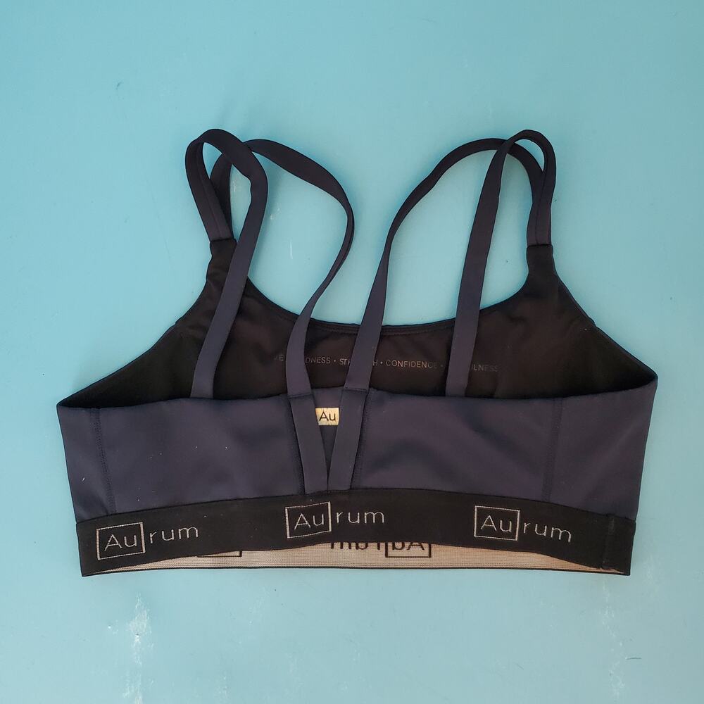 Aurum Sports Bra Size Medium Black Strappy - Picture 2 of 3